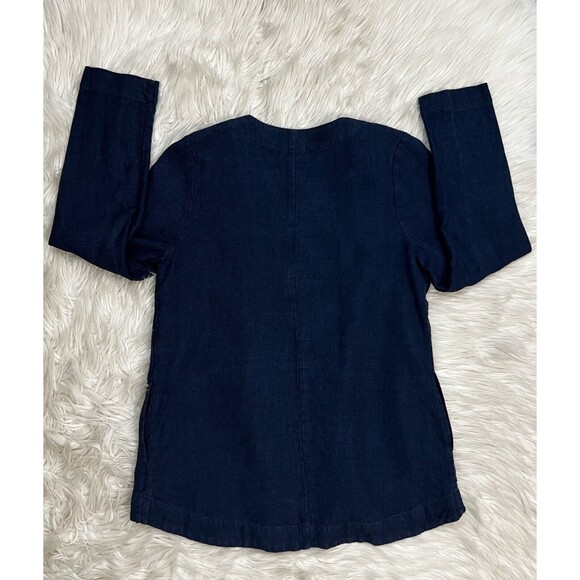 Pure Jill 100% Linen Open Front Jacket Blue Long Sleeve Pockets Womens SZ S - Picture 5 of 6